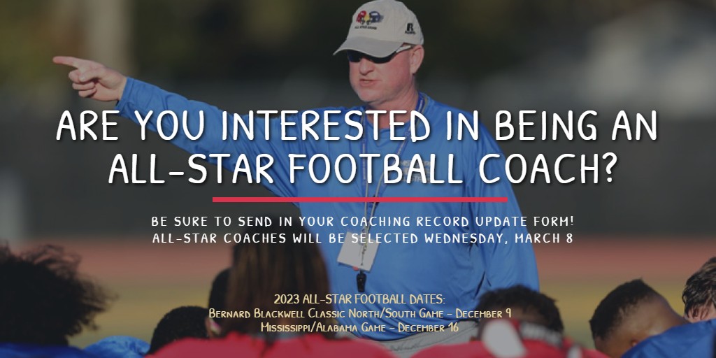 Submit your Football Coaching Record Update now to be considered for